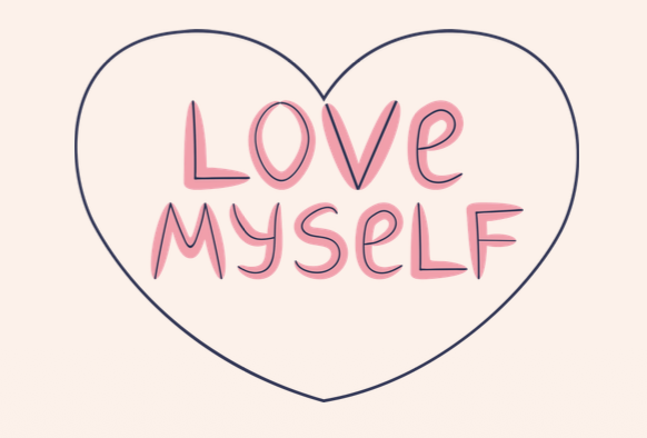 Amor propi i autoestima a l'adolescència — il·lustració amb el missatge Love Myself